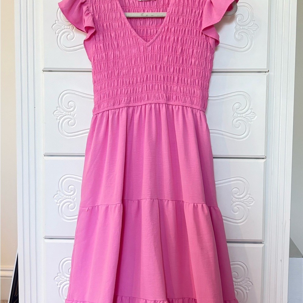 Women’s Pink Maxi Ruffled Dress